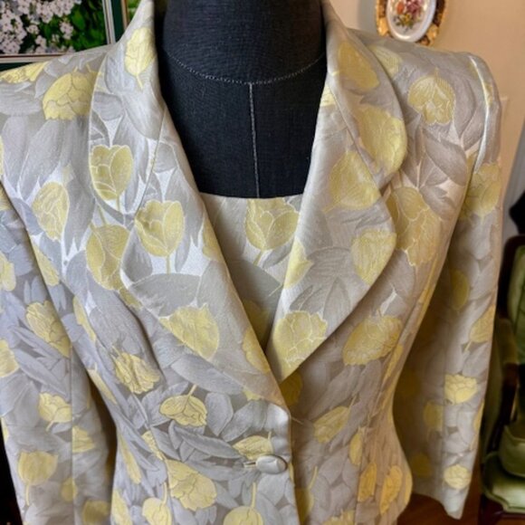 KAREN LAWRENCE WOMEN'S 2PC JACKET DRESS SZ10 YELLOW-METALLIC-US, IMPORTED FABRIC - Picture 3 of 15